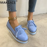 2021 new womens shoes autumn ladies vulcanized shoes fashion tassel bow loafers platform soft sole ladies casual sports shoes