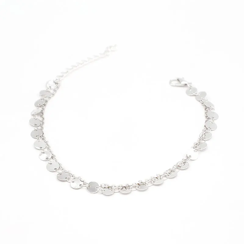 

Multi layer handmade Sequin foot chain cross border European and American fashion foot decoration exquisite round piece jewelry