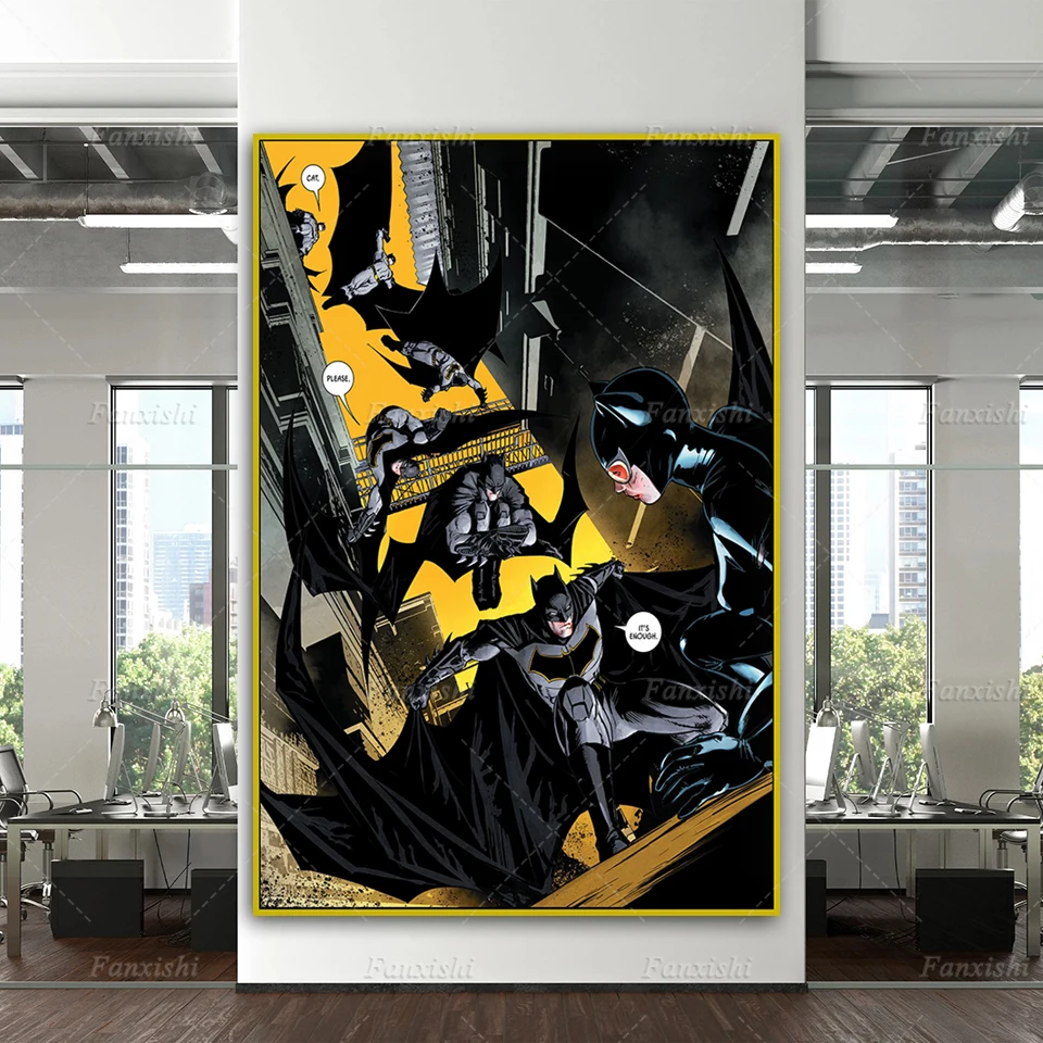 Бэтмен и Женщина-кошка стиль Готэм рыцарь супергерои из комиксов картина Marvel