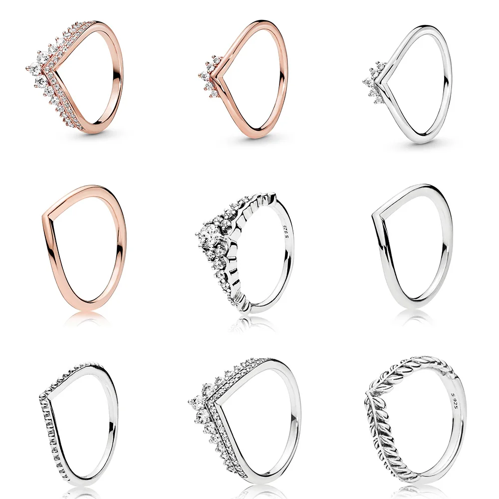 

Silver Color Ring Charms Diy Rose Gold Color Princess Crown Wheat Ear Women Crystal Finger Ring For Women Jewelry