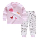 Детские пижамные комплекты, хлопковая футболка с длинным рукавом и штаны для маленьких мальчиков и девочек, мультяшная одежда, осенняя одежда для сна, пижамные штаны, 2021