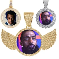 custom photo hip hop necklace medallions copper chain cubic zircon picture necklace mens jewelry memory gift