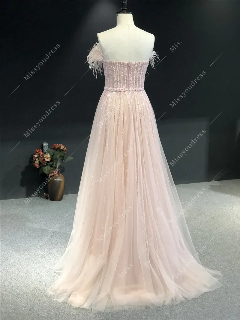 2021 вечерние платья Real Sample Light Pink Luxurious Beads Strapless A-line Floor Length Formal Prom Party Evening Dresses