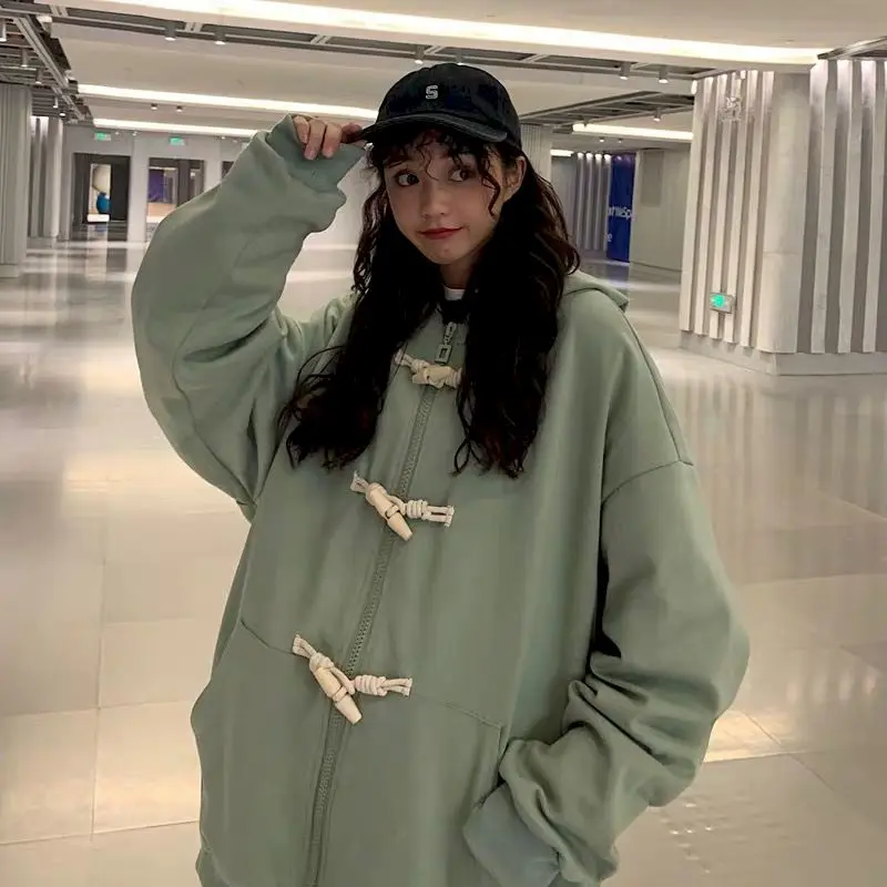 

Spring and Autumn Couples Wear Niche Design Cardigan Jacket Hooded Sweatshirt Men Korean Loose Jacket Women Hoodies Oversized