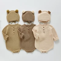 newborn baby knitted rompers with hat autumn spring infant jumpsuit knitwear outfits newborn baby sweater baby boy girl clothes
