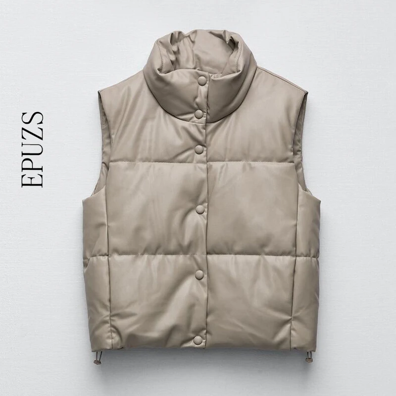 Женский жилет из искусственной кожи ZA Черная байкерская куртка уличная одежда ПУ