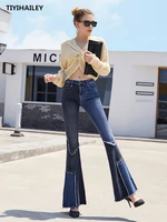 tiyihailey free shipping fashion long jeans pants for women flare trousers 25 30 denim summer stretch skynni jeans high waist