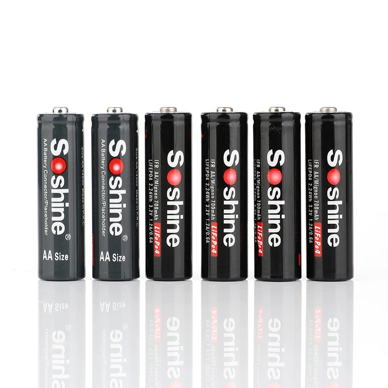 Горячая Распродажа 4x original Soshine LiFePO4 3 2 V AA 14500 700mah перезаряжаемая батарея + чехол |