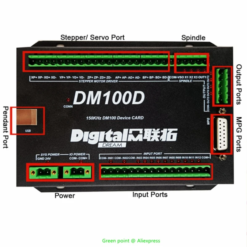 Подвеска DM100 3/4/5/оси 125 кГц контроллер движения с ЧПУ 24 В постоянного тока 1 А для