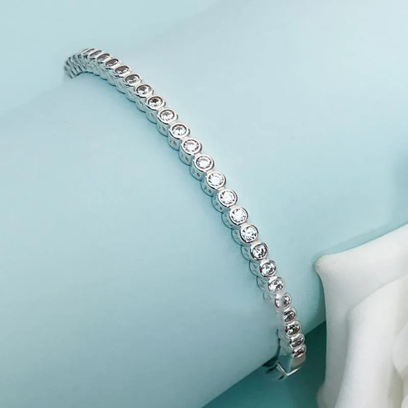 

100% 925 Silver Pan Bracelet Creative Simple With Crystal Pan Bracelet Fit European Charm Bracelets Women Jewelry