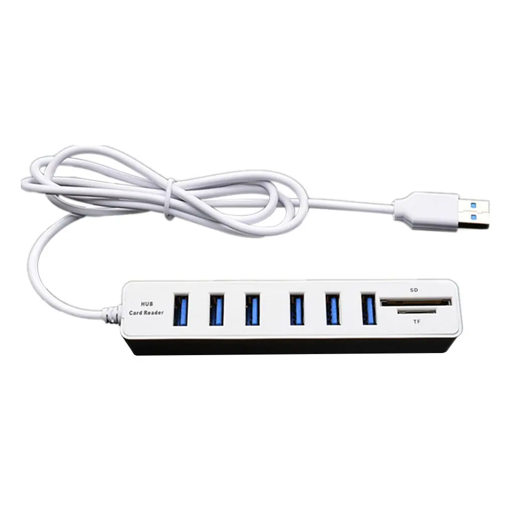 Black 6 Ports Мини-usb-концентратор 3,0 Мульти USB 3,0 usb-хаб 3 порта концентратор с TF SD кардридер 6 портов 2,0 Hab адаптер для ПК Аксессуары - Цвет: Black 6 Ports
