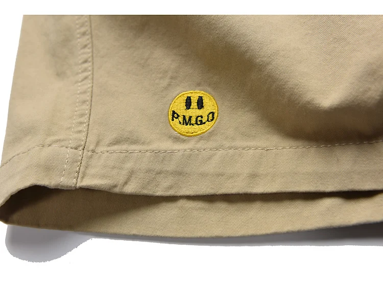 

Smiley Cargo Shorts Men Summer Streetwear Casual Elasticated-waist Straight Canvas Short-pants