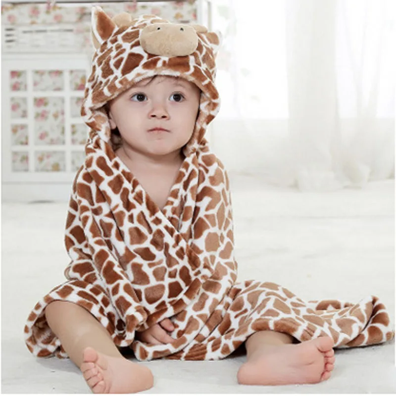

Spring and Autumn Hooded Towels Pink KT Coffee Cow Panda Frog Yellow Duck Flannel Cloak Monolayer