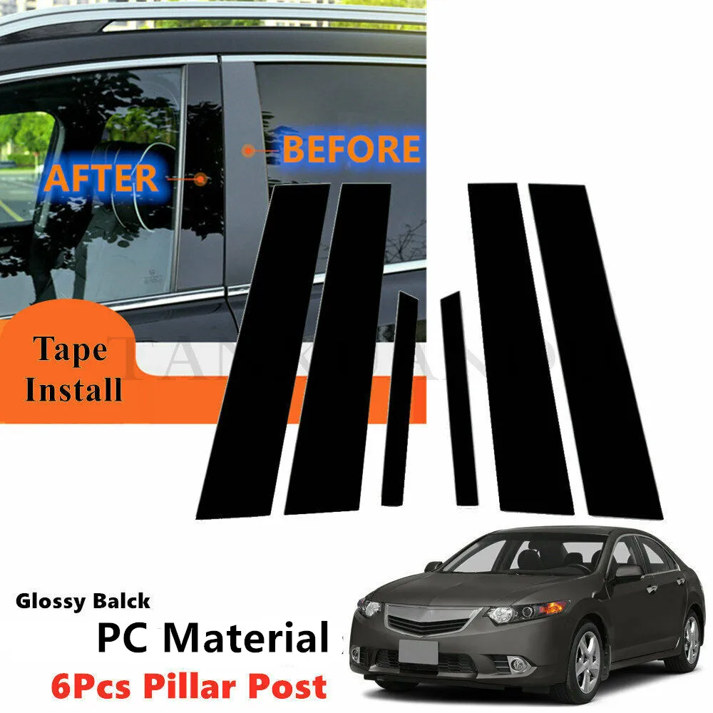 6 шт./комплект глянцевые черные наклейки на заднюю панель автомобиля ACURA TSX 2009-2014