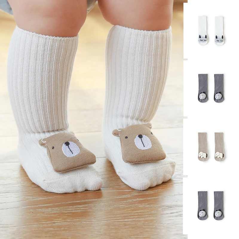 

Новинка; Однотонные носки для маленьких девочек; Носки для новорожденных; Зимние хлопковые носки с резиновой подошвой; Забавные носки для ж...