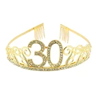 Вечерние украшения на 30-й день рождения, подарки для женщин, стразы, золото, 30, тиара, корона, повязка на голову, с 30-летним днем рождения, вечерние