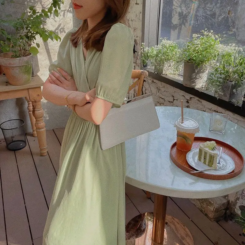 Женское платье средней длины с коротким рукавом повседневное элегантное офисное