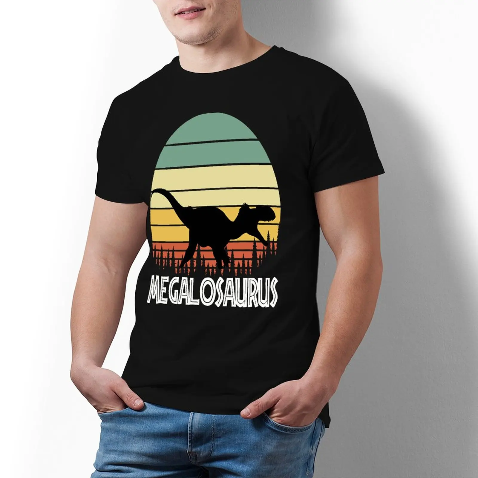 

Футболка мужская с принтом динозавра, смешная рубашка из 100 хлопка, с коротким рукавом, летняя, 5xl