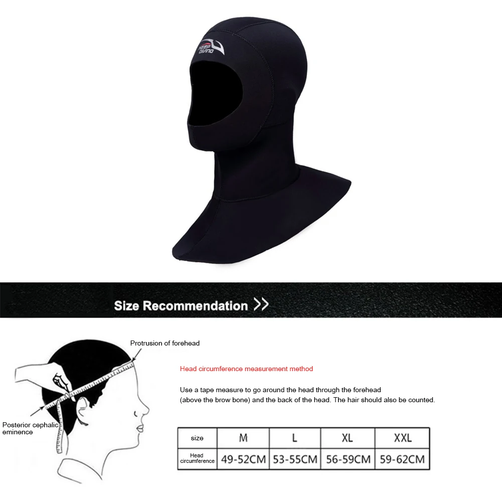 

3mm Neoprene Scuba Diving Hood With Shoulder Snorkeling Equipment Hat Cap Winter Swim Warm Wetsuit Spearfishing