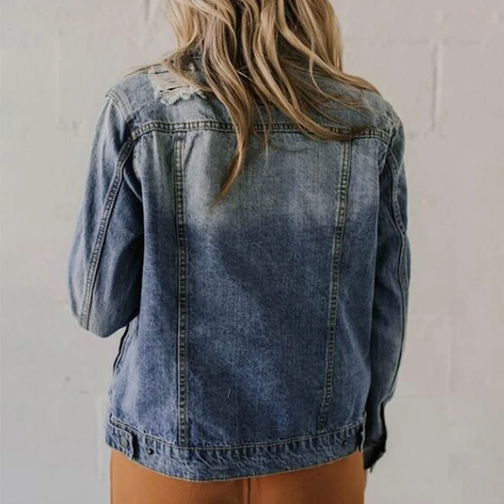 Women Outerwear Coats Jackets Fashion Long Sleeve Denim Coat Ladies Casual Jacket Outwear Jeans Overcoat Tops M840# | Женская одежда