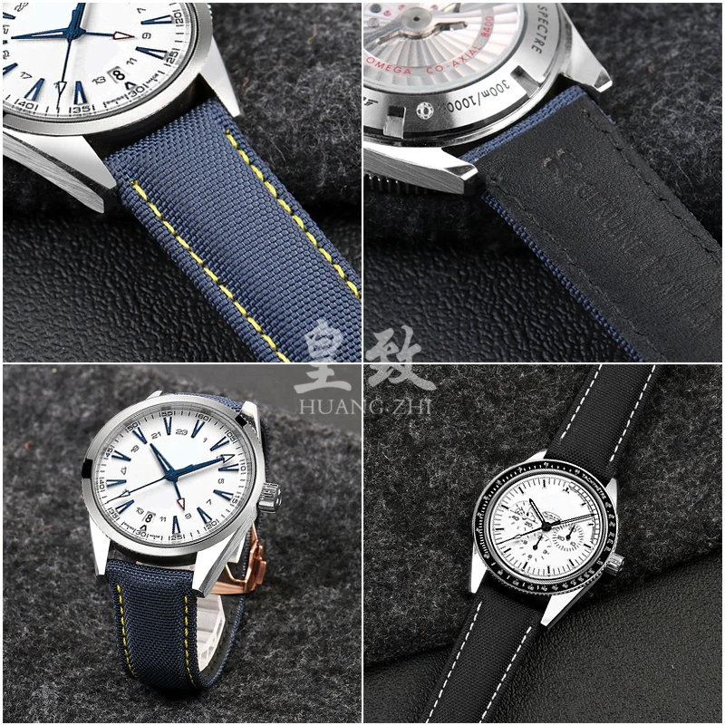 Тканый холщовый ремешок для часов Omega Seamaster 300 AT150 ткань кожа нейлон AQUA TERRA 150 синий