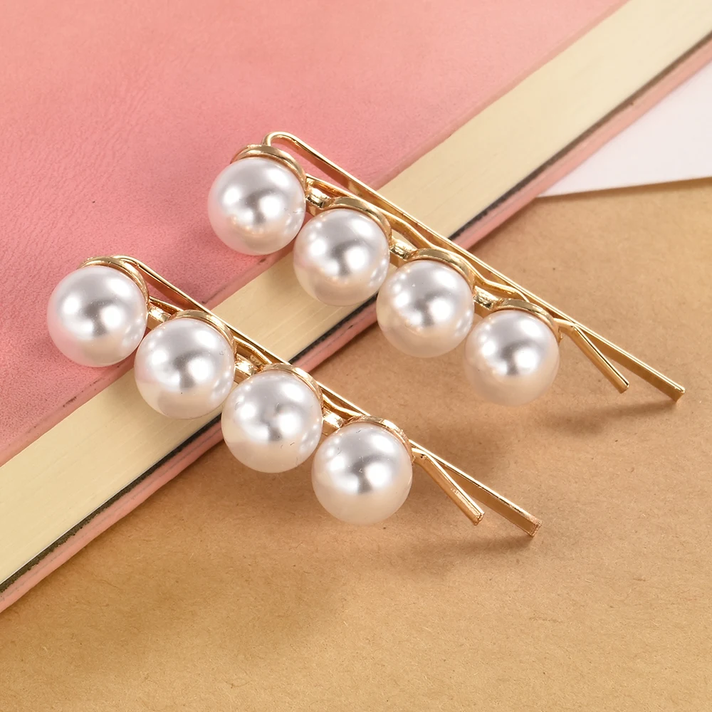 1/2 шт Металлические жемчужные заколки для волос женские аксессуары Прямая