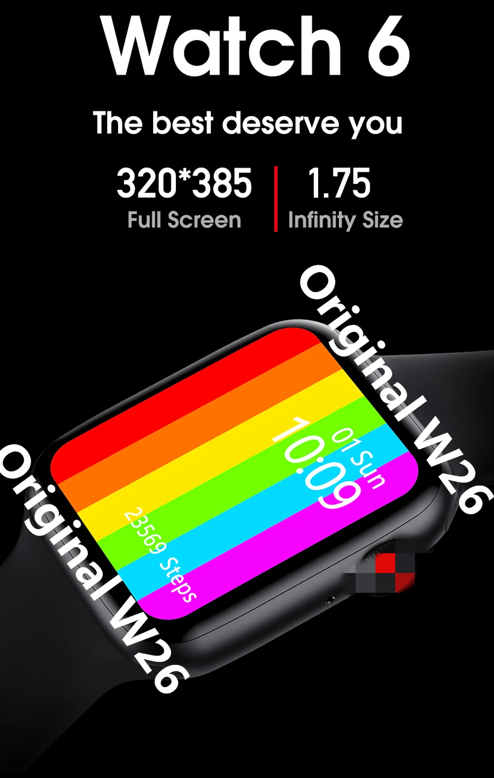 

IWO26 Smart Watch Women Men 1.75" Screen Bluetooth Call Smartwatch IP68 Waterproof Heart Rate Blood Pressure Monitor pk W26 T500