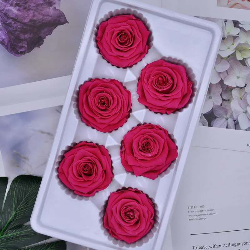 rose Консервированные бессмертный розы 5-6 см или на день матери, подарочная коробка в виде вечная жизнь цветок на День святого Валентина свадьбы Материал уровня B 6 шт./кор - Цвет: rose