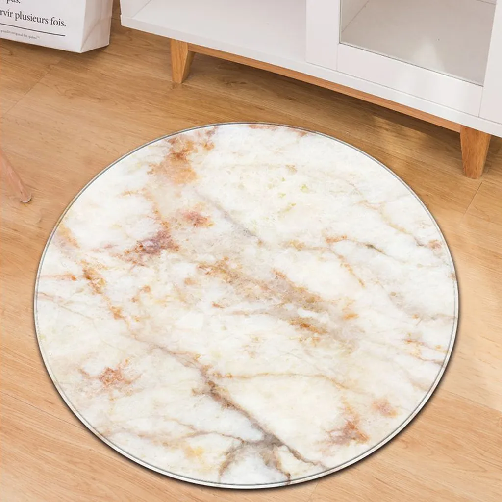 Carpet For Living Room Modern Polyester Fashion Marble Pattern Round Rug Bathroom Kitchen Multicolor Flannel 60cm | Дом и сад