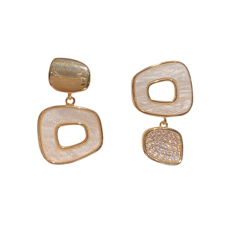 

2021 New Arrival 14K Real Gold Plated Irregular Dangle Earrings For Women Delicate Zircon Earrings