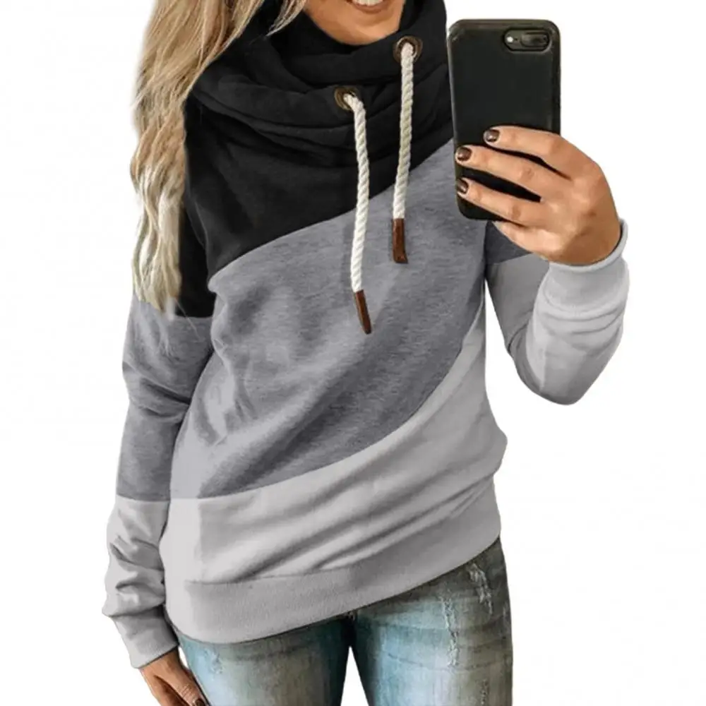 

Gradient Print Patchwork Hooded Sweatshirt Women Drawstring Long Sleeve Harajuku Hoodie Autumn Winter Pocket Hoodies Sweatshirts