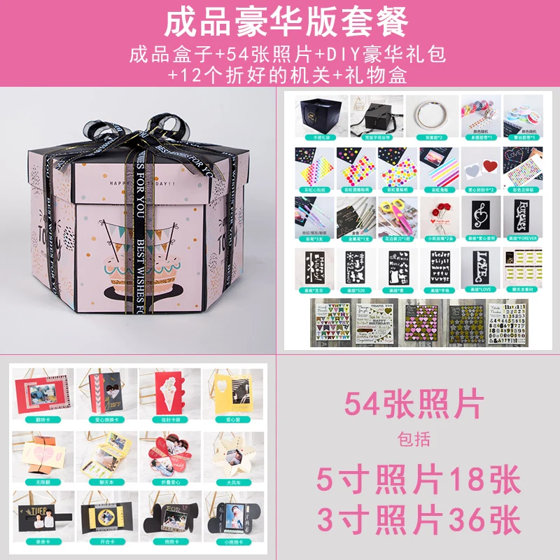 

Romantic DIY Wedding Gift Box Explosion Box Surprise Box Creative Photo Album Sticker for Valentine's Day Birthday Surprise Gift