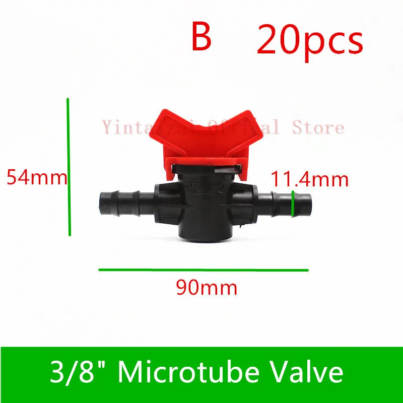 20PCS Mini-Valve 16MM Barb x 16MM Hose Valve Water Garden Tap Hose Connector Sprinkle Drip Irrigation Fittings