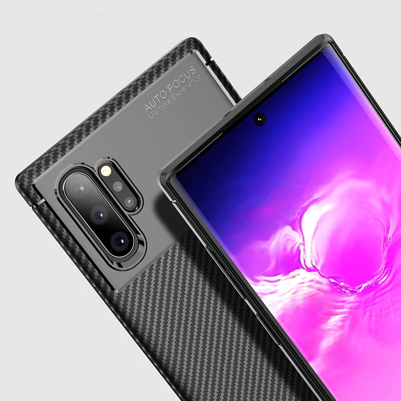 Carbon Fabric Texture Matte Soft Silicone Phone Back Case For SAMSUNG Galaxy Note 10 / Pro Armor TPU Fundas Coque |