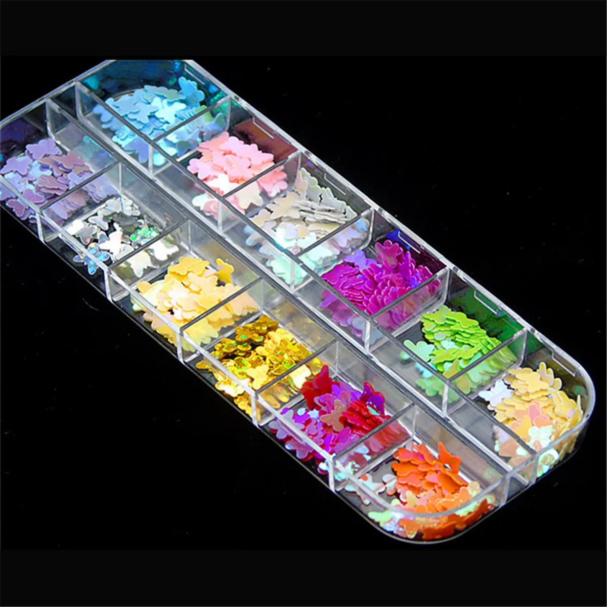 12 шт./кор. бабочка с блестками DIY 3d украшения для дизайна ногтей гелевые