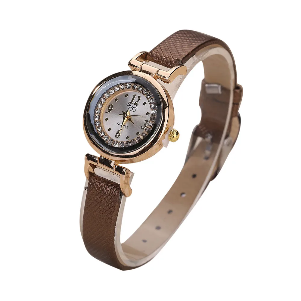 

HOTWomen Fine Leather Band Diamond Analog Quartz Movement Wrist Watch Quartz Analog Waterproof Ladies Dress Wrist Watch Relogio