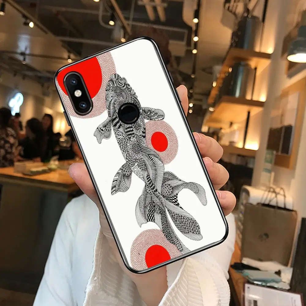 

Bring lucky Carp Phone Case For xiaomi M2 C3 X3 F2 Lite NFC 6 5 x Poco k30 Pro Anime Black Cover Silicone Back Pretty
