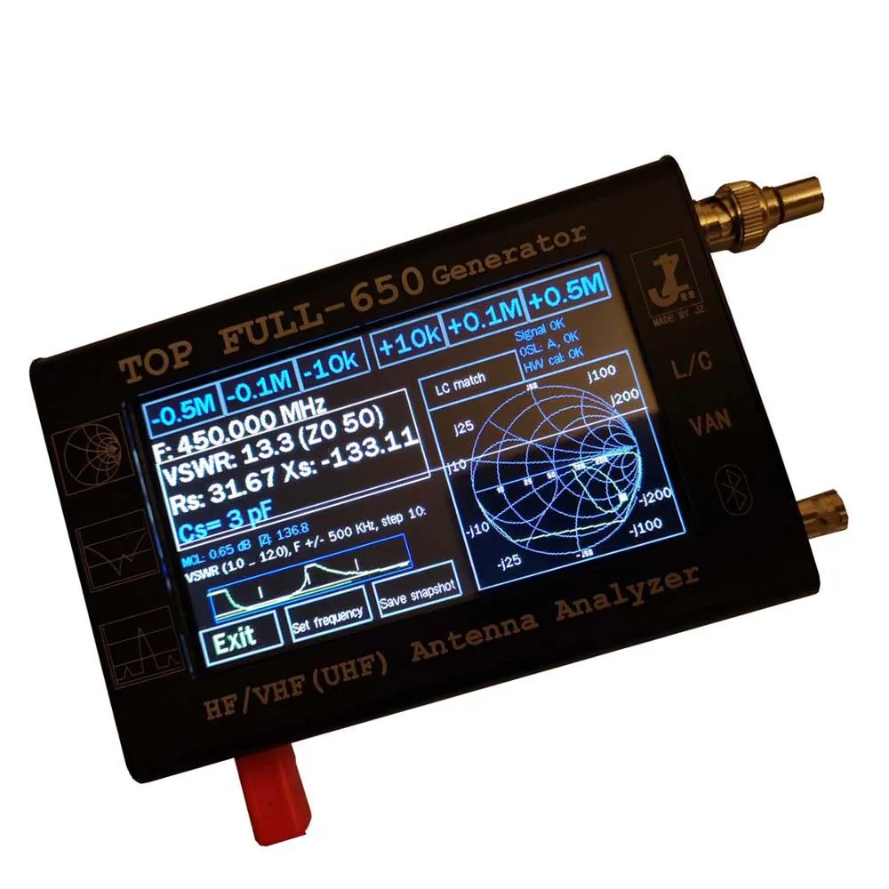 Новейший HF/VHF/UHF 4," сенсорный ЖК-дисплей 0,1-1300 МГц 1,3 ГГц ANT SWR Векторный анализатор антенны метр+ 3000 мАч аккумуляторная батарея