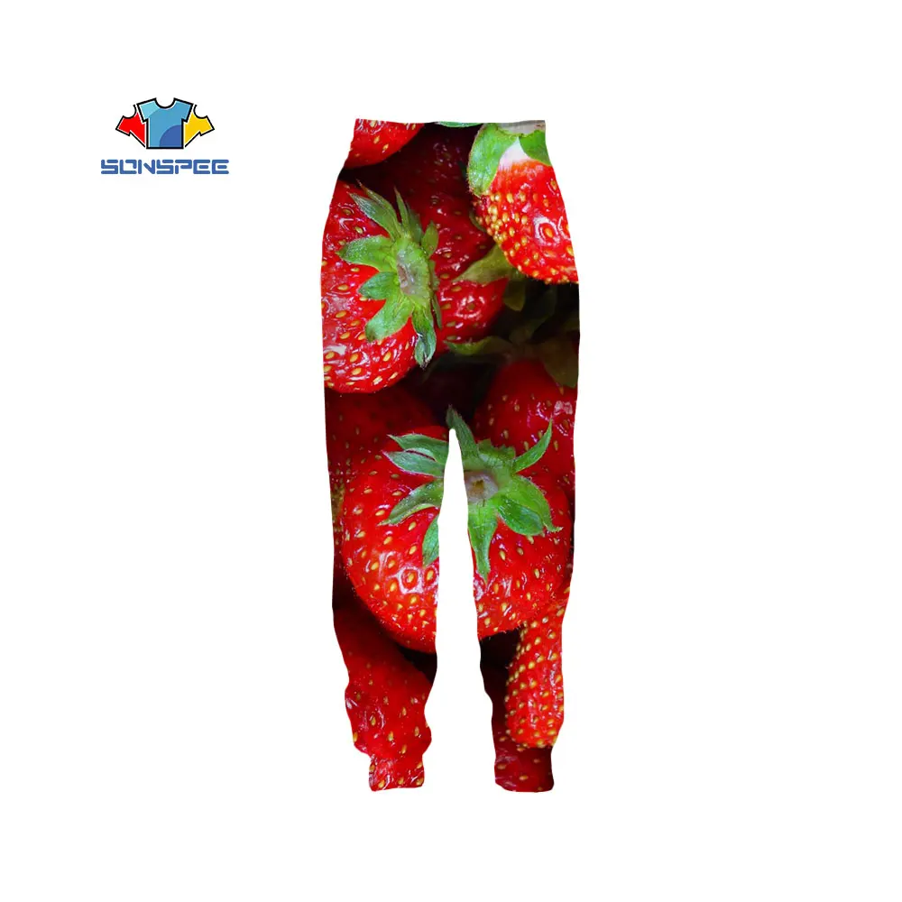 

SONSPEE NEW Strawberry Fruit 3D Printing Trousers All-match Sports Hip Hop Loose Comfortable Especially Pants Oversized Trousers