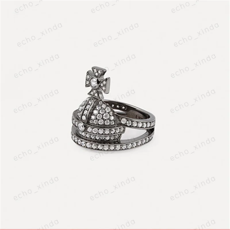 

Hot-selling classic little Saturn ring and crown 3-color micro-inlaid zircon luxury women's ring, essential accessories