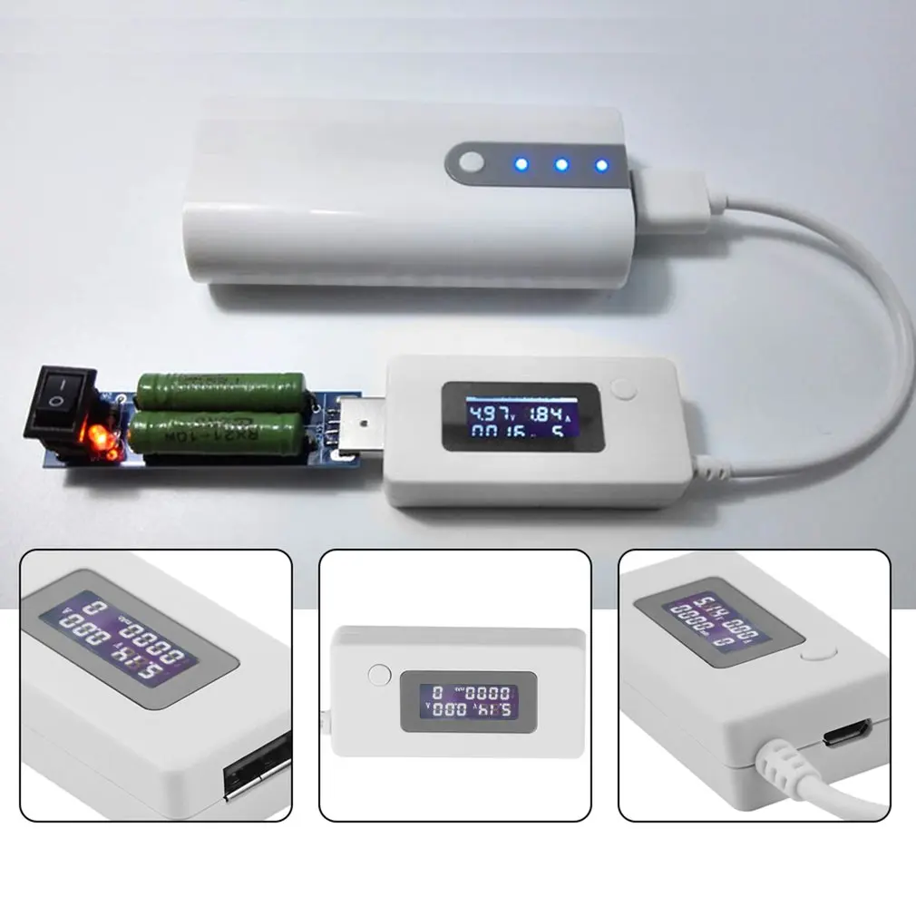 

3V-30V LCD Micro USB Charger Battery Capacity Voltage Current Tester Meter Detector with Switch 0.05A-3.50A