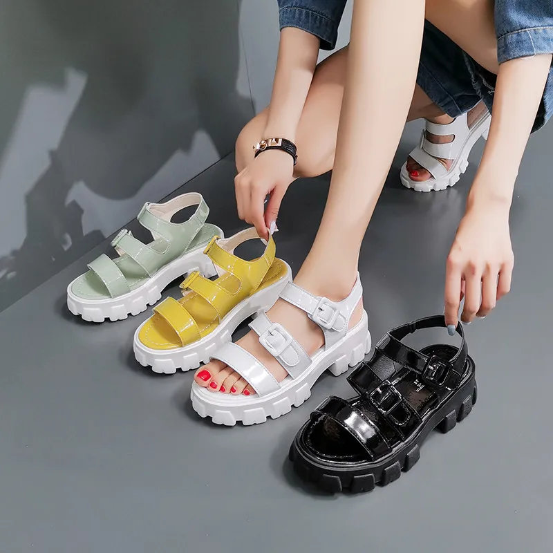 

5.5 Cm Heel Sandals Fashion Shoes Summer Shoes Women Sandals Fashion Sandals Non-slip Buckle Basic Casual New Style 2021