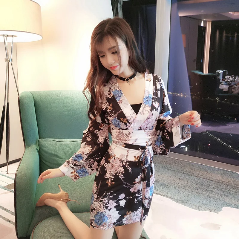 Традиционный японский кимоно гейши халат Восточное сексуальное платье пижамы