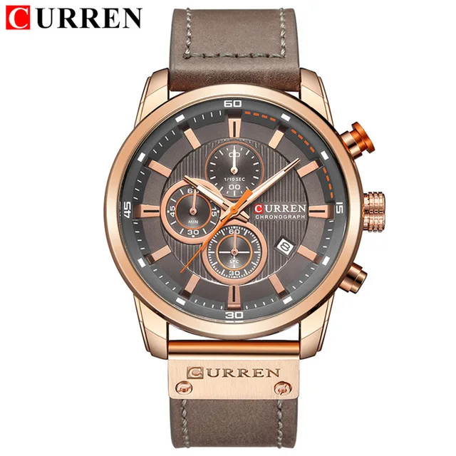gray gold CURREN 8291 Роскошные Брендовые мужские Аналоговые Цифровые кожаные спортивные часы мужские армейские военные часы мужские кварцевые наручные часы Masculino - Цвет: gray gold