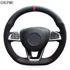 Мягкий черного цвета из натуральной кожи и замши чехол рулевого колеса автомобиля для Mercedes-Benz C200 C250 C300 B250 B260 A200 A250 спортивные CLA220