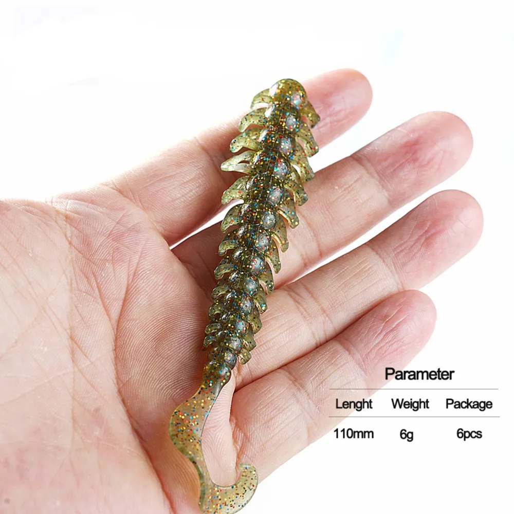 

Soft Lure Bait Made by PVC 6g 11cm Each 6pcs for One Package Artificial Bionic Body Freshwater Saltwater Fishing Tackle