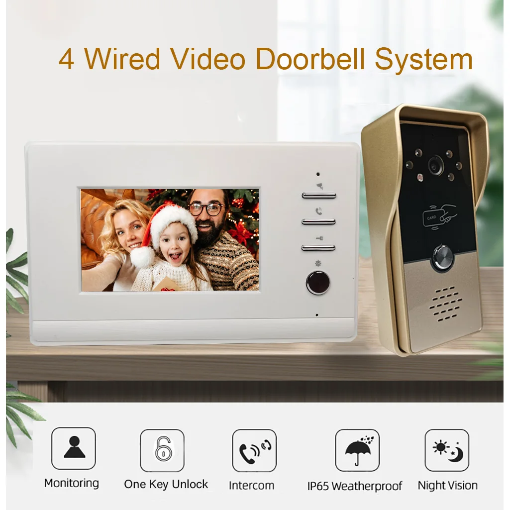 VIDEW 4 Проводной видео телефон двери внутренной связи Системы RFID разблокировать