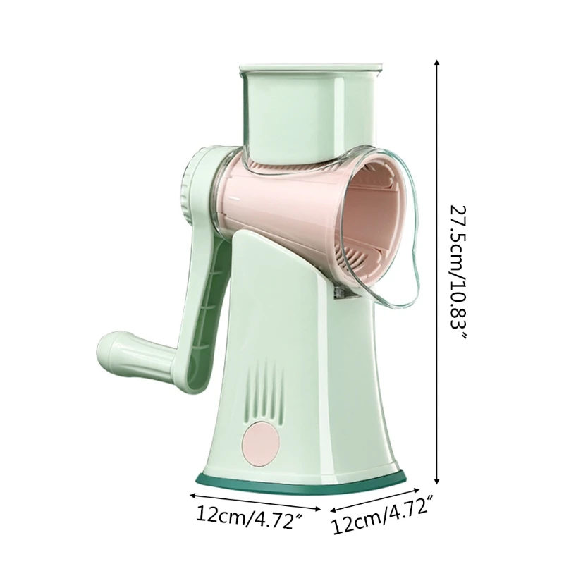 

Rotary Cheese Grater Hand Crank Turns Chopper Kitchen Gadgets Stainless Steel Blades Potato Slicer Shredder Grinder 85DB