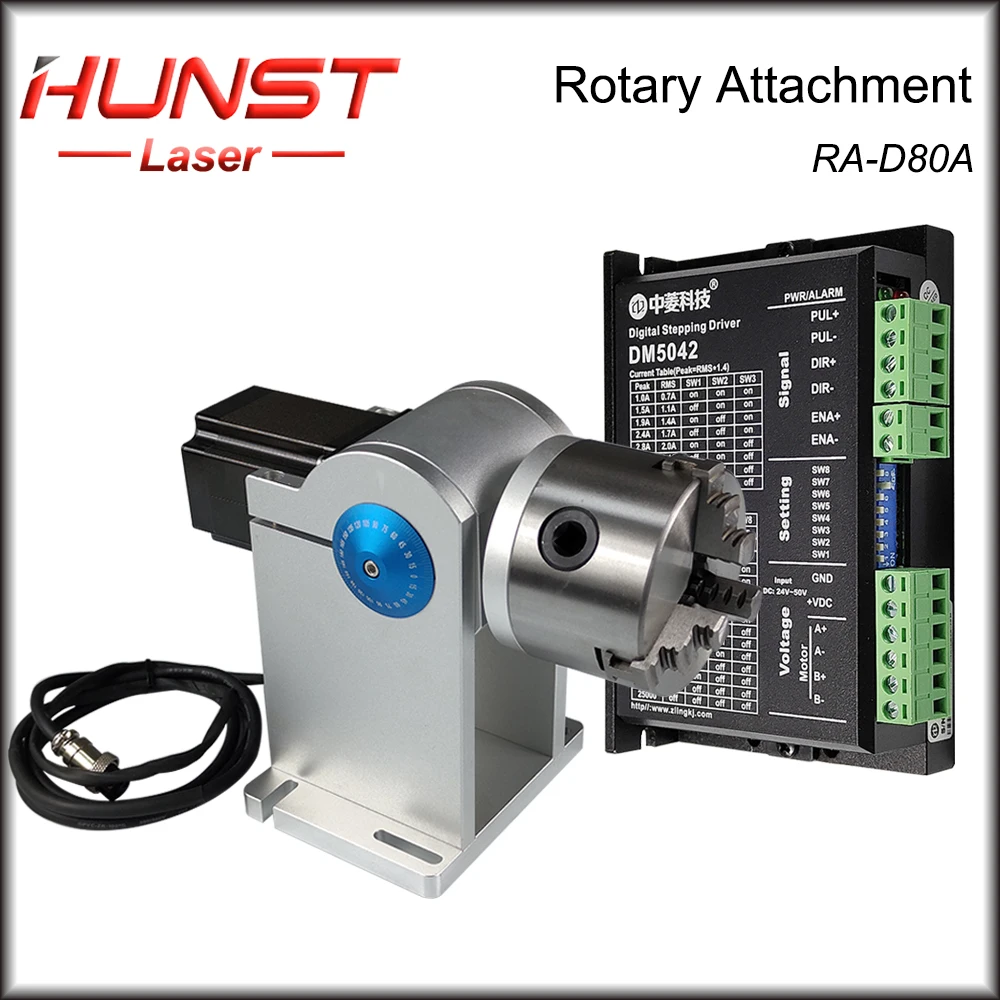 Hunst D80 Rotary Attachment for Laser Marking Welding Machine Rotary Axis Rotary Device Gold Silver  Jewelry Ring Engraving