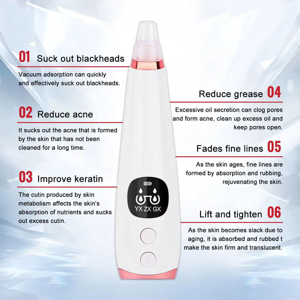 

Black Head Remover 6 Heads Suction Machine Dark Spot Remover Pore Vacuum Removal Facial Skin Care Tools Black Dot Vacuum Suction